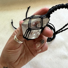 Load image into Gallery viewer, clear quartz with inclusions talisman (black)