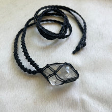 Load image into Gallery viewer, clear quartz with inclusions talisman (black)