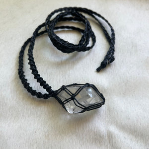 clear quartz with inclusions talisman (black)