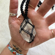 Load image into Gallery viewer, clear quartz with inclusions talisman (black)