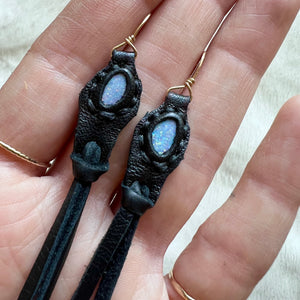 boulder opal horizon earrings (black)