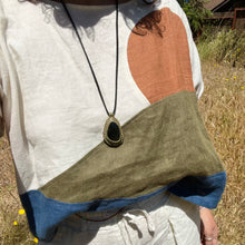 Load image into Gallery viewer, rainbow obsidian horizon necklace (olive/black)