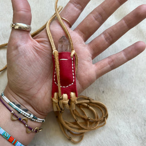 clear quartz traveler (red/tan)