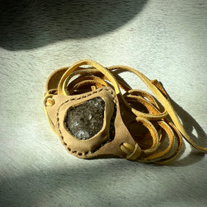 herkimer diamond druzy horizon bracelet (honey)