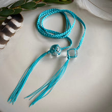 Load image into Gallery viewer, clear quartz lariat talisman (teal)
