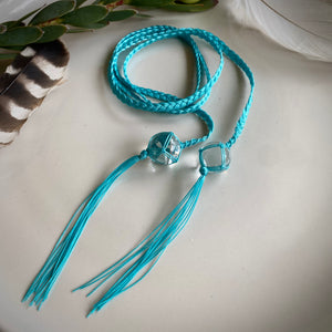 clear quartz lariat talisman (teal)