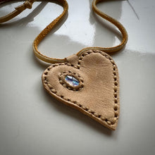 Load image into Gallery viewer, rainbow moonstone love necklace (tan)