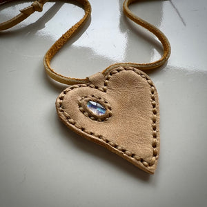 rainbow moonstone love necklace (tan)