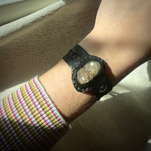 herkimer diamond druzy horizon bracelet (black)