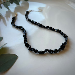black tourmaline pebble necklace