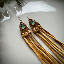 Load image into Gallery viewer, turquoise horizon earrings (tan/honey)