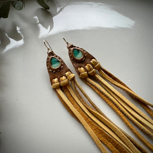 turquoise horizon earrings (tan/honey)