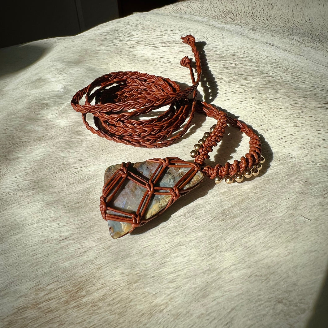 boulder opal talisman (brown with gold)