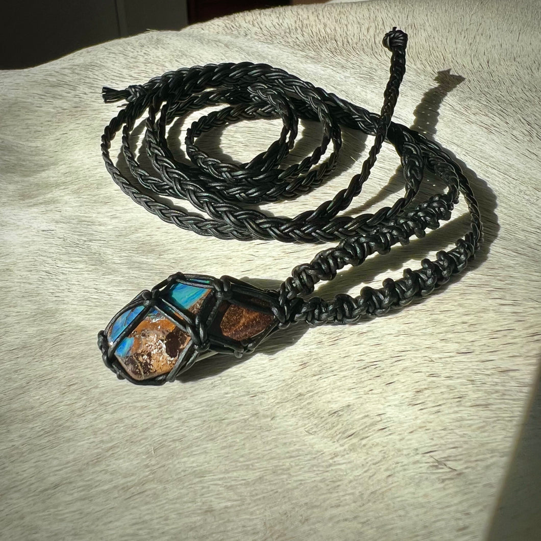 boulder opal talisman (black)