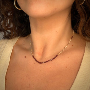 tulum necklace (garnet/rose quartz)