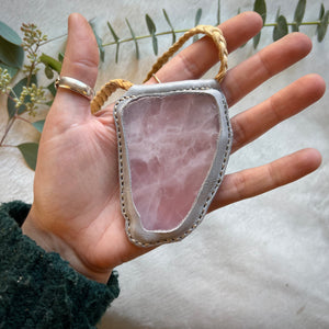 rose quartz window necklace