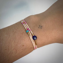 Load image into Gallery viewer, evil eye bracelet set (pink)