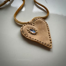 Load image into Gallery viewer, rainbow moonstone love necklace (tan)