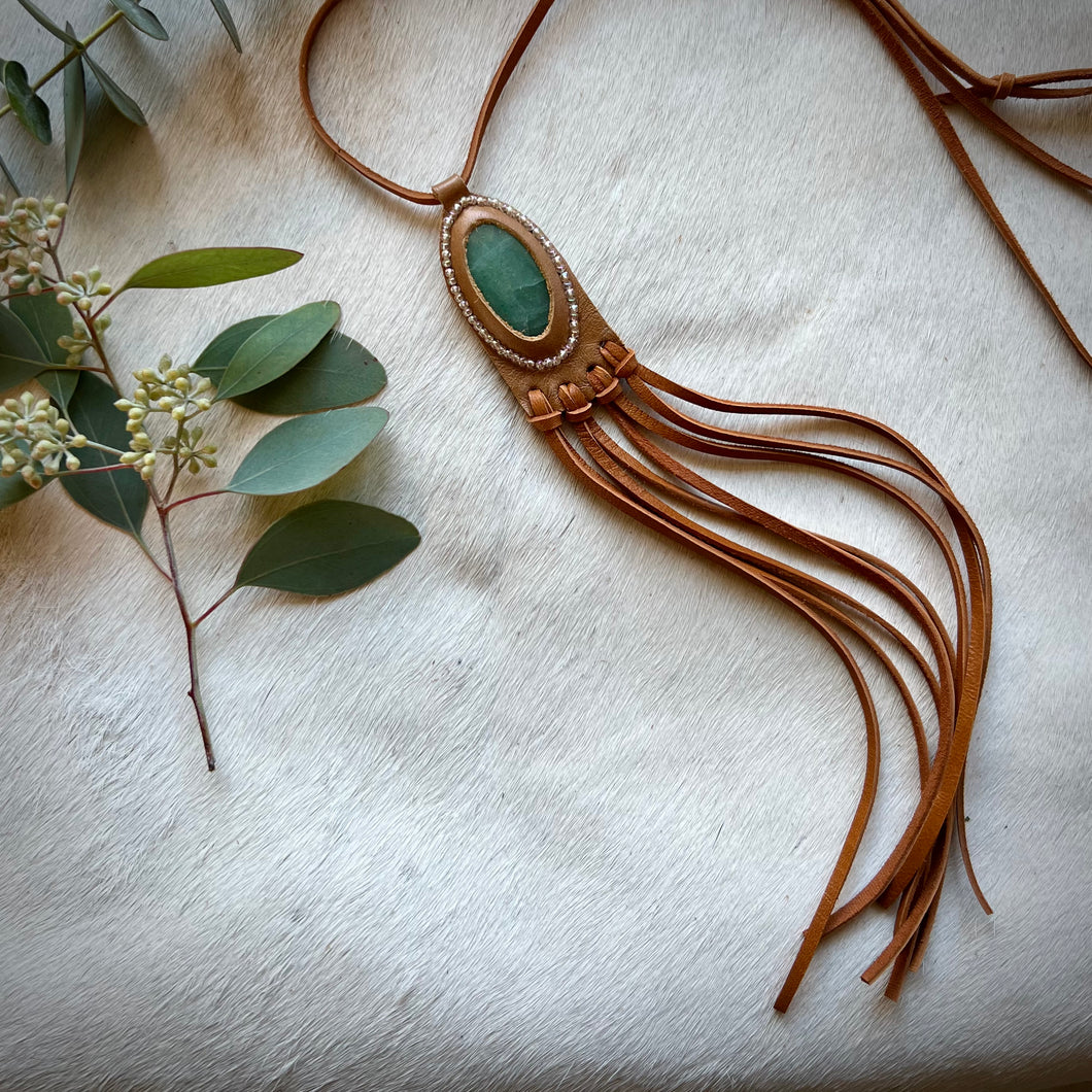 beaded green aventurine horizon necklace