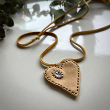 Load image into Gallery viewer, rainbow moonstone love necklace (tan)