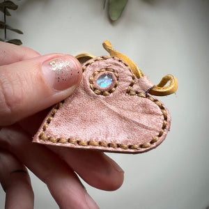rainbow moonstone love necklace (mauve)