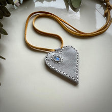 Load image into Gallery viewer, rainbow moonstone love necklace (grey)