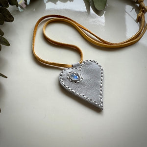 rainbow moonstone love necklace (grey)