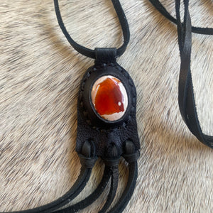 mexican fire opal horizon necklace (black)