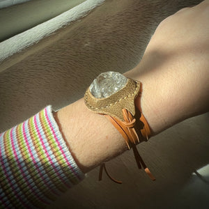 herkimer diamond horizon bracelet (tan)