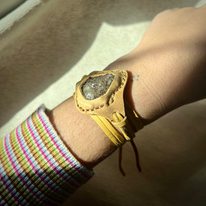herkimer diamond druzy horizon bracelet (honey)