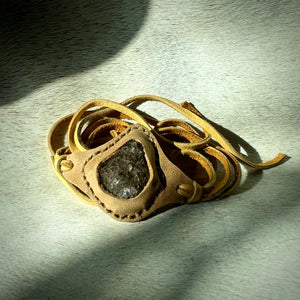 herkimer diamond druzy horizon bracelet (honey)
