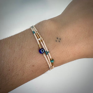 evil eye bracelet set (teal)
