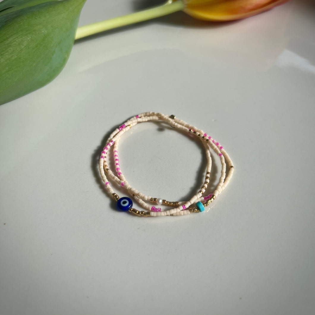 evil eye bracelet set (pink)