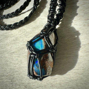 boulder opal talisman (black)