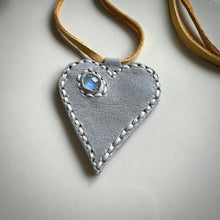 Load image into Gallery viewer, rainbow moonstone love necklace (grey)