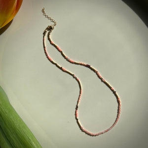 tulum necklace (rose quartz/garnet)