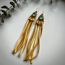 Load image into Gallery viewer, turquoise horizon earrings (tan/honey)