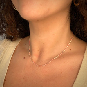tulum necklace (rose quartz/garnet)