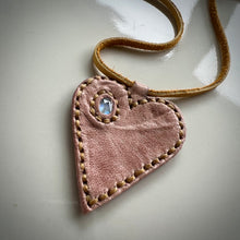 Load image into Gallery viewer, rainbow moonstone love necklace (mauve)