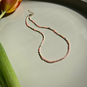 tulum necklace (rose quartz/garnet)