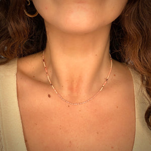 tulum necklace (rose quartz/garnet)