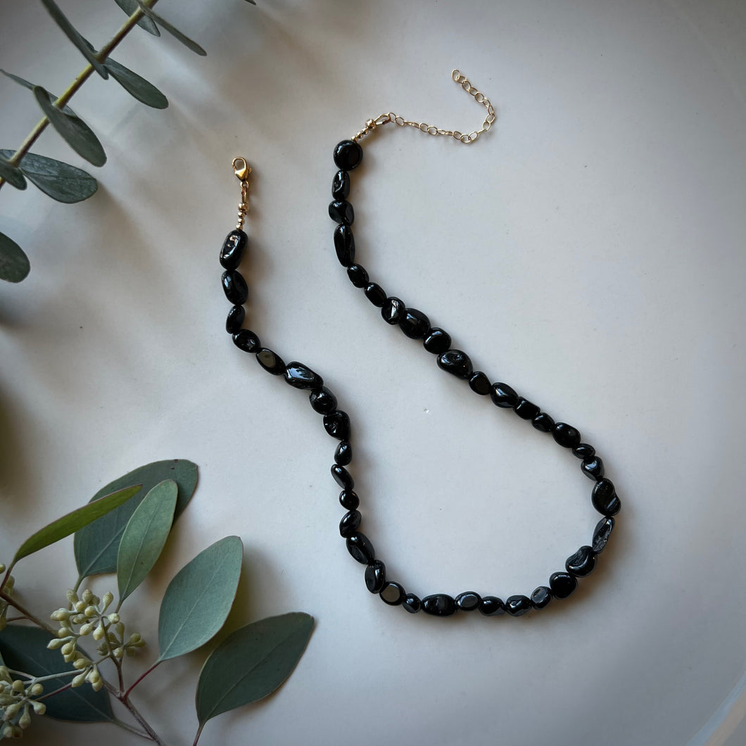 black tourmaline pebble necklace