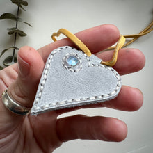 Load image into Gallery viewer, rainbow moonstone love necklace (grey)