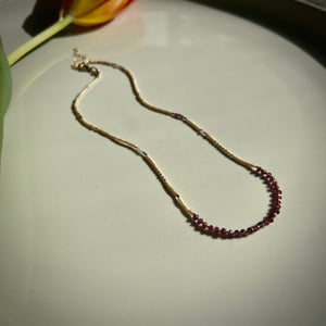 tulum necklace (garnet/rose quartz)